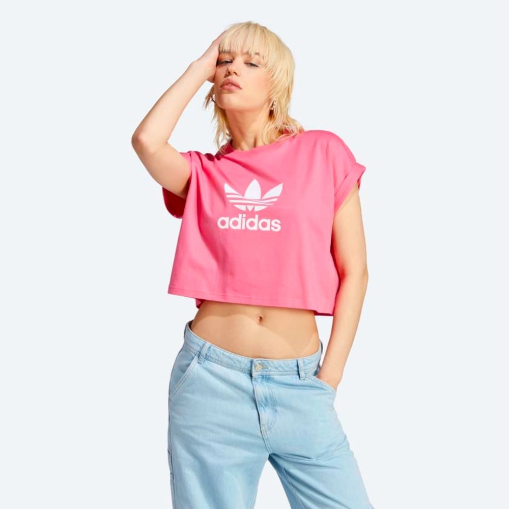 Adidas Adicolor 3-Stripes Cropped T-Shirt Bliss Pink Size L
